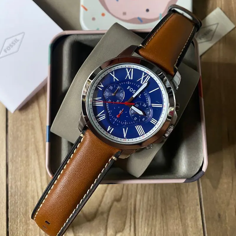 Fossil Grant Chronograph Blue Leather Men's Watch | FS5210